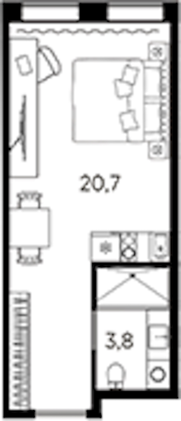 Квартира студия 24.5 м², 12/13 эт., ЖК «AVENIR Industrial»